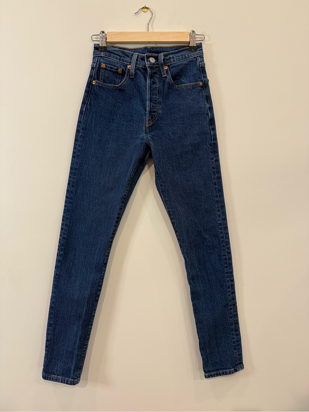 Levi's Premium High-Rise 501 Skinny Dark Wash Jeans - Size 24
